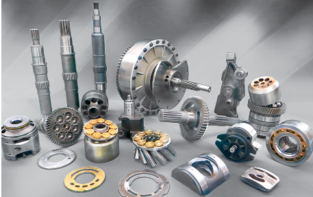 Disassembled industrial gear and machine components